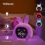 ZAZU Sarah Réveil Éducatif Enfant Rechargeable – Veilleuse LED 5 Couleurs, Machine à Sons, Horloge Jour/Nuit, Réveil Pédagogique