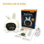 ZAZU Sarah Réveil Éducatif Enfant Rechargeable – Veilleuse LED 5 Couleurs, Machine à Sons, Horloge Jour/Nuit, Réveil Pédagogique