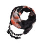 CHUYIX Foulard en mousseline de soie pour femme avec pendentif, bague, écharpe, collier, foulard, multifonction, collier, penden