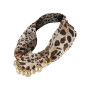 SIQITECH Foulard à Imprimé Léopard Collier 2 en 1 Femme Echarpe d’Animal Décoratif Elégant Automne Foulard Perlé Vintage avec Co