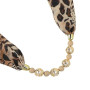 SIQITECH Foulard à Imprimé Léopard Collier 2 en 1 Femme Echarpe d’Animal Décoratif Elégant Automne Foulard Perlé Vintage avec Co