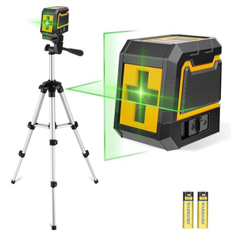 Niveau Laser,ASOBRIS Laser Chantier Autonivelant avec Trepied,Lazer Niveaux à Ligne Croisée Verte Pour Accrocher des Tableaux,Dé