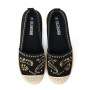GLAMORA Ballerines Femme Chaussures Plates Slip-on Broderie Élégante Bout Tressé Style Espadrille Confortables Légères Semelle A