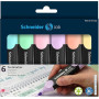 Schneider Job 150 Surligneurs Pastel - Lot de 6 | Pointe biseautée 1 + 5 mm - turquoise, menthe, lilas, rose, pêche, vanille