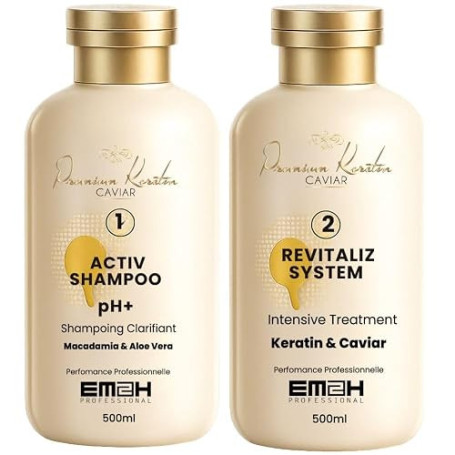 Premium Keratin Caviar Kit Lissage Brésilien - Soin lissant à la kératine - Lisse, réduit les frisottis, apporte brillance et so