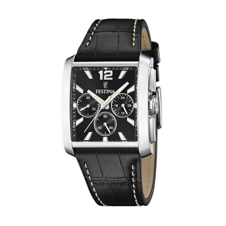 Festina Montre Homme Analogique avec Bracelet en Cuir - Mouvement Quartz - Chronographe - Verre Minéral Haute Résistance - Étanc