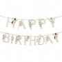 Decoration Anniversaire, Banderole Joyeux Anniversaire, Happy Birthday | Avec décoration anniversaire et banderole style floral,