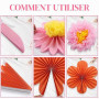BestoFun Ensemble de 12 Éventails en Papier et Pompons en Papier Rose et Orange, Guirlande Suspendue pour Mariage, Anniversaire,