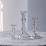 Ensemble De 3 Bougeoirs en Verre Cristal Clair Chandeliers décoratifs pour Bougies funéraires, Bougies Coniques LED, Parties, pi