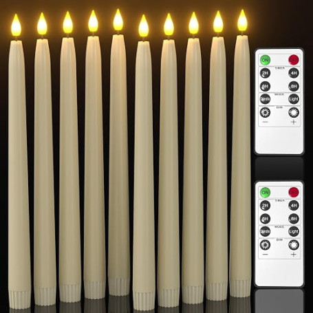 PChero Bougie Chandelier LED Decorative, Lot de 10 Fausses Bougies à LED Flamme Vacillante Bougie Electrique avec Télécommande p
