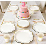 Anstore Assiettes en Carton Festonnées, 200 Assiettes et Couverts pour 25 Invités, Vaisselle Anniversaire avec Serviettes, Coute