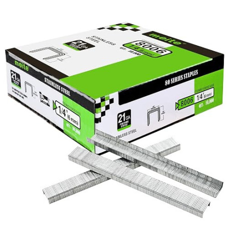 meite Agrafes Type 80/6 mm en Acier Inoxydable 304, Agrafes pour Agrafeuse Tapissier de Type 80, Lot de 10.000 pièces, 12,8 mm C