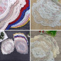 Anevous Lot de 4 sets de table rétro en dentelle, 31x44cm, sets de table brodés à la main décoratifs ovales, nappe de table fleu