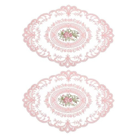 sourcing map Lot De 2 Sets De Table Rétro en Dentelle Ovales 30X40 Cm Rose | Napperons Français En Crochet, Brodés, Dessous De V