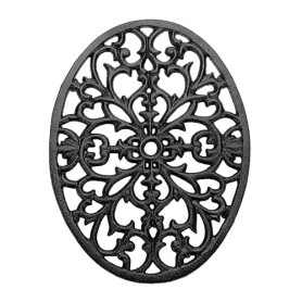 OLegei Dessous de Plat Ovale en Fonte Vintage, Noir | Pattes en Caoutchouc, Protéger les Plats Chauds, Support pour Casserole, p