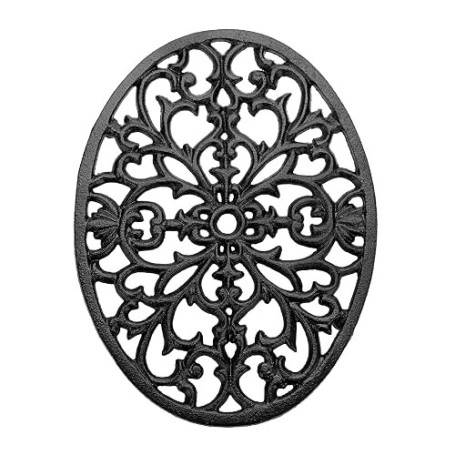 OLegei Dessous de Plat Ovale en Fonte Vintage, Noir | Pattes en Caoutchouc, Protéger les Plats Chauds, Support pour Casserole, p