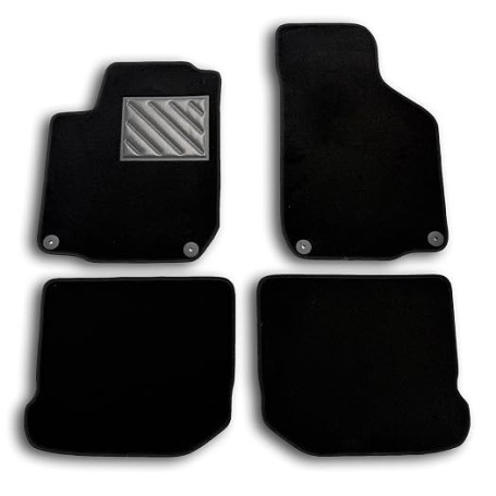 Tapis de Sol sur Mesure, avec Talonnette en Caoutchouc renforcé, Boutons d'ancrage, Noir