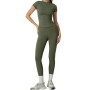 KIKIMINK Ensemble de yoga pour femmes, t-shirts à manches courtes et leggings de yoga pour femmes (vert, L)
