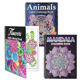 Pobuu Lot de 3 Pièces Livre Coloriage Adulte, Livre de Coloriage Anti Stress pour AdultesRelaxation, 60 Motifs Mandalas,Fleurs e