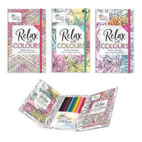 Sixstore Relaxing Antistress Lot de 3 livres de coloriage Couleurs Thérapie Couleurs assorties Format voyage 18 x 11 cm Set de c