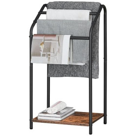 HOOBRO Porte-Serviettes, Barre de Séchage, Porte-Serviettes sur Pied, avec 4 Barres et Planche, Petits Espace, Stable, pour Sall