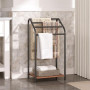 HOOBRO Porte-Serviettes, Barre de Séchage, Porte-Serviettes sur Pied, avec 4 Barres et Planche, Petits Espace, Stable, pour Sall
