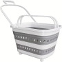 Panier Corbeille à linge retractable et pliable avec roulettes - 45 litres - Blanc Gris
