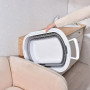 Panier Corbeille à linge retractable et pliable avec roulettes - 45 litres - Blanc Gris
