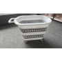 Panier Corbeille à linge retractable et pliable avec roulettes - 45 litres - Blanc Gris