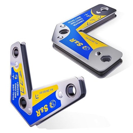 Aimant de Soudeur S&R. Lot de 2 aimants de montage. Angle 15°, 45°, 60°, 90°, 120°, 135°, 165°.