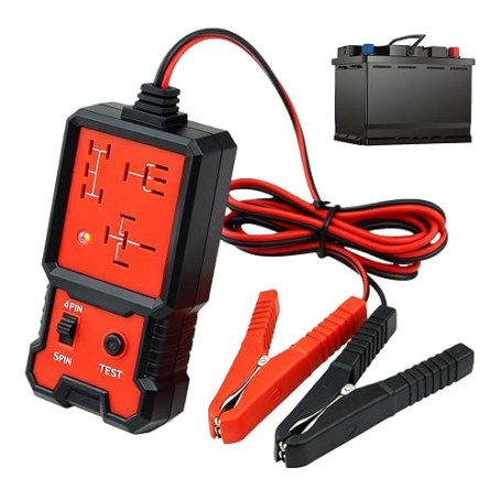 Relais de Test Auto 12V: Testeur de Batterie Auto 12/24 V avec Pinces, Testeur de Relais Professionnel Portable, Outil de Diagno