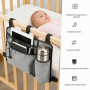 Pochette de Chevet Poche de Lit,Vide Poche Lit Démontable,Sac Poussette pour Home Bureau école Dortoir Hôpital,Grande Capacité M