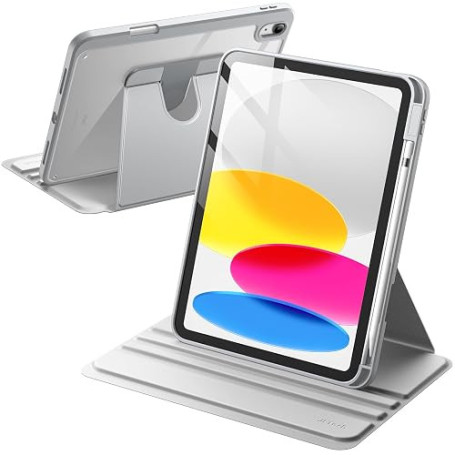 JETech Coque Rotatif pour iPad (A16) 11e/10e Gén, Argent | Pour 2025/2022 Modèle, Support Rotatif à 360°, Veille/Réveil Automati