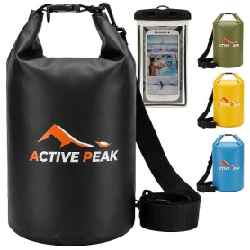Active Peak® Sac Étanche à Fermeture Dry-Bag Roll-Top 2L/5L/10L/20L – Ultra-Résistant avec Bandoulière, Idéal pour Plage, Bateau