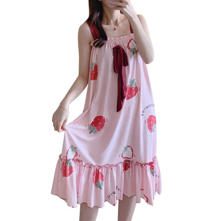 GOSO Chemise de nuit pour femme/fille - Pyjama en coton - Confortable - Respirant - Pour le printemps et l'été