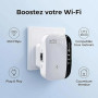WiFi Repeater,300Mbps 2.4 GHz WiFi Extender,Installation Rapide | Port Ethernet Gigabit,Couvre jusqu'à 300m² et 45appareils，Port