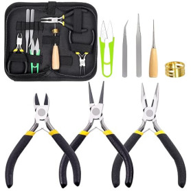 Glarks Kit de 6 Pinces à Bijoux - Outils Professionnels Avec Bec Aiguille, Rond, Courbe, Coupe-Fil, Sertir et Bout (3