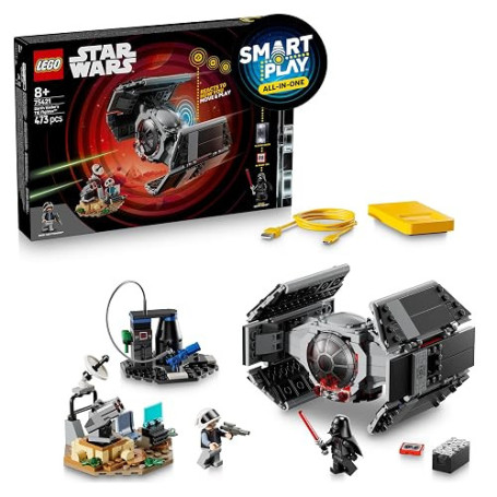 LEGO Star Wars 75421 Smart Play : Le TIE Fighter de Dark Vador - Jouet Interactif Tout-en-Un avec Smart Brique, Tag, Minifigurin