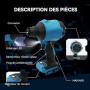 Souffleur à moteur haute vitesse 447 MPH sans balais - Compatible avec batterie Makita 18V pour garage, atelier, nettoyage de ma