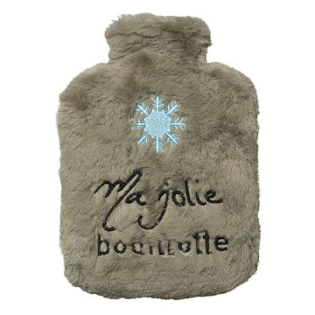 DRAEGER PARIS 1886 - Ma Jolie Bouillotte Chauffante Fausse Fourrure Gris Flocon 17x14cm - Soulagement Douleurs Enfant Dos, Cou,