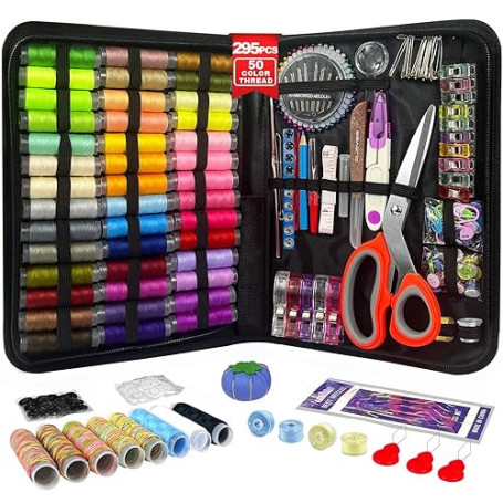 Kit de couture professionnel 50 couleurs pour adultes, comprend du fil, des ciseaux ergonomiques, des aiguilles et plus encore,