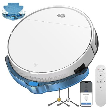 2 en 1 Robot Aspirateur Laveur 5500Pa Mince Connecté avec WiFi/Alexa/App | 3 Modes de Nettoyage, Auto-Charge, Automatique 120 Mi