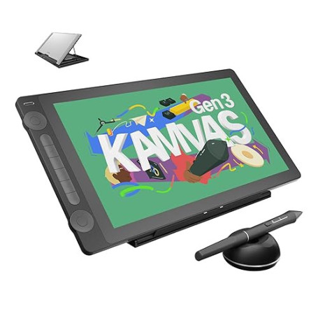 HUION Kamvas 16 Tablette Graphique avec Écran, 2,5K QHD, 15,8 Pouces | 15,8 Pouces,16384 Niveaux,PenTech 4.0,99% sRGB,Verre Anti