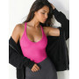 Haibang Femmes D'été Débardeur Col en V Sport Hauts Top sans Manches Côtelée Bretelles Spaghetti Slim Fit Tank Top Basique Exten
