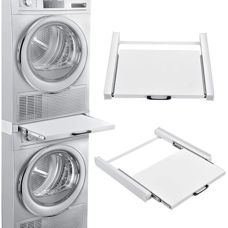 [en.casa] Kit de Superposition Universel Cadre avec Tablette Coulissante pour Lave-Linge Sèche-Linge Standard 60 cm Machine à La