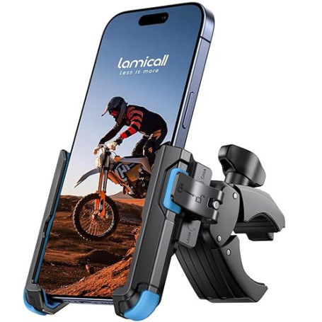 Lamicall Support Téléphone Vélo, Support Téléphone Moto - [1S Verrouillage] | 360° Rotation, Ne Bloque Pas Caméra, Stable & Sûr,