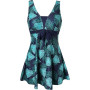 Ecupper Maillot de Bain Une Pieces pour Femme Rétro Jupe avec Volantée Contrôle du Ventre Push Up Col en V