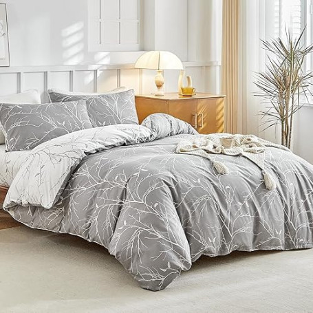 Tokokimo Parure de Lit 160 x 200 4 Pièces Housse de Couette 240x220 cm + Drap Housse 160 x 200 cm avec 2 taies d'oreillers 65x65