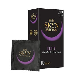 SKYN Elite: Lot de 10 Préservatifs Ultra-fins et Doux de taille Régulière | Sans latex Skynfeel pour Homme, Forme Droite et Liss