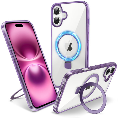 Flyzoo Coque Magnétique pour iPhone 16 Plus avec Support Invisible, [Compatible avec MagSafe] Etui Housse Transparente avec Prot